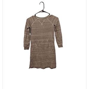 Lands’ End Girls Grey Sweatshirt Dress Size 7 w Pockets Long Sleeve Casual